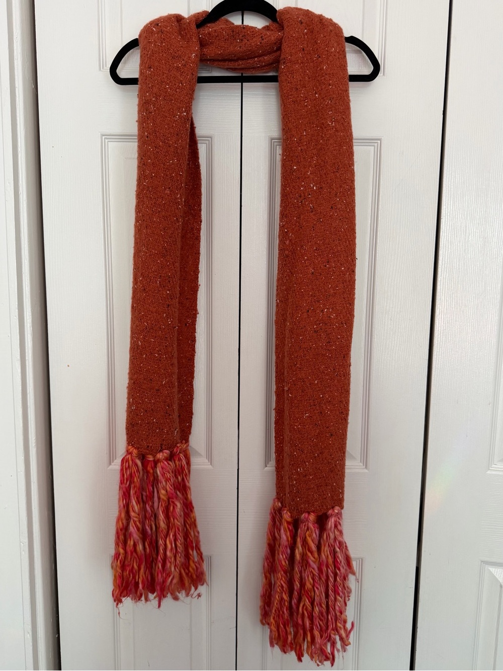 Anthropologie Burnt Orange Knit Scarf with Fringe